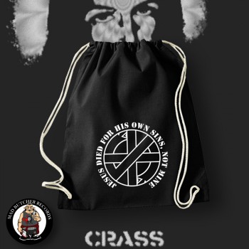 CRASS JESUS DIED FOR HIS OWN SINS SPORTBEUTEL