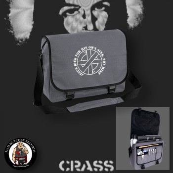 CRASS JESUS DIED FOR HIS OWN SINS MESSENGER BAG grey
