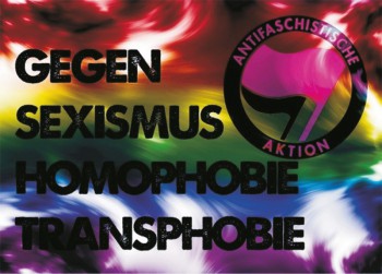 GEGEN SEXISMUS HOMOPHOBIE TRANSPHOBIE STICKER (10 Stück)