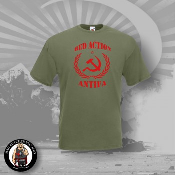 RED ACTION ANTIFA T-SHIRT OLIVE
