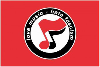 LOVE MUSIC HATE FASCISM FLAG