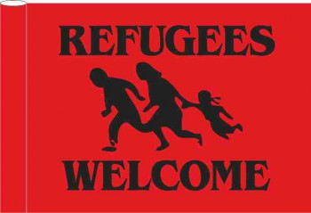 REFUGEES WELCOME RED FLAG