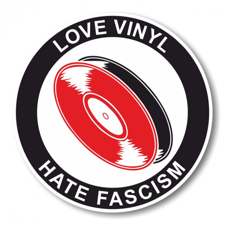 LOVE VINYL HATE FASCISM PVC AUFKLEBER