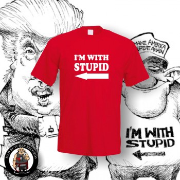 I AM WITH STUPID T-SHIRT M / red