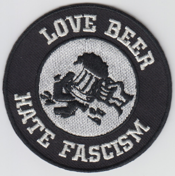 LOVE BEER HATE FASCISM PATCH