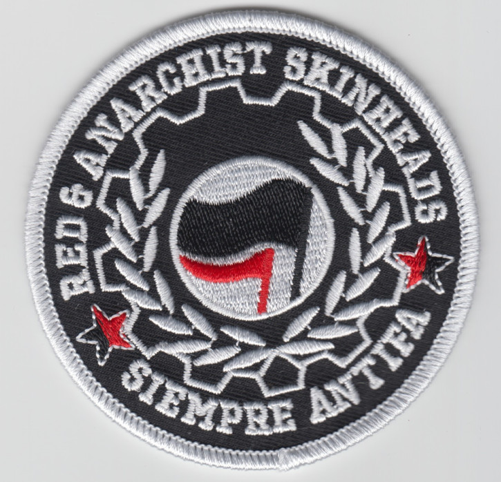 RED & ANARCHIST SKINHEADS SIEMPRE ANTIFA PATCH