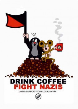 DRINK COFFEE FIGHT NAZIS STICKER (10 UNITS)