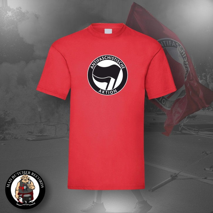 ANTIFASCHISTISCHE AKTION SCHWARZ/SCHWARZ T-SHIRT M / ROT