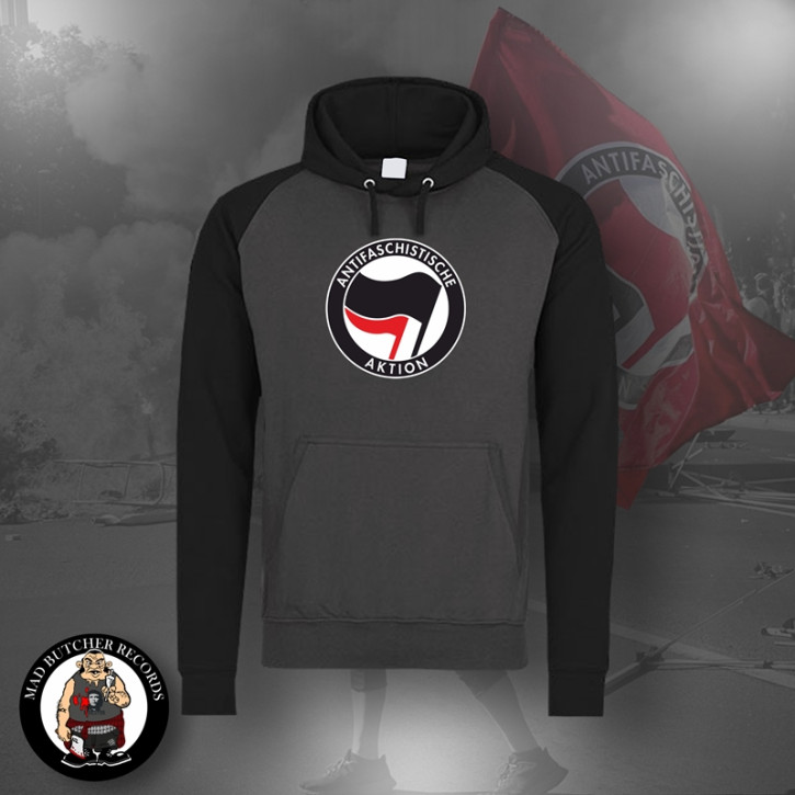 ANTIFASCHISTISCHE AKTION CONTRAST HOOD L / BLACK/RED