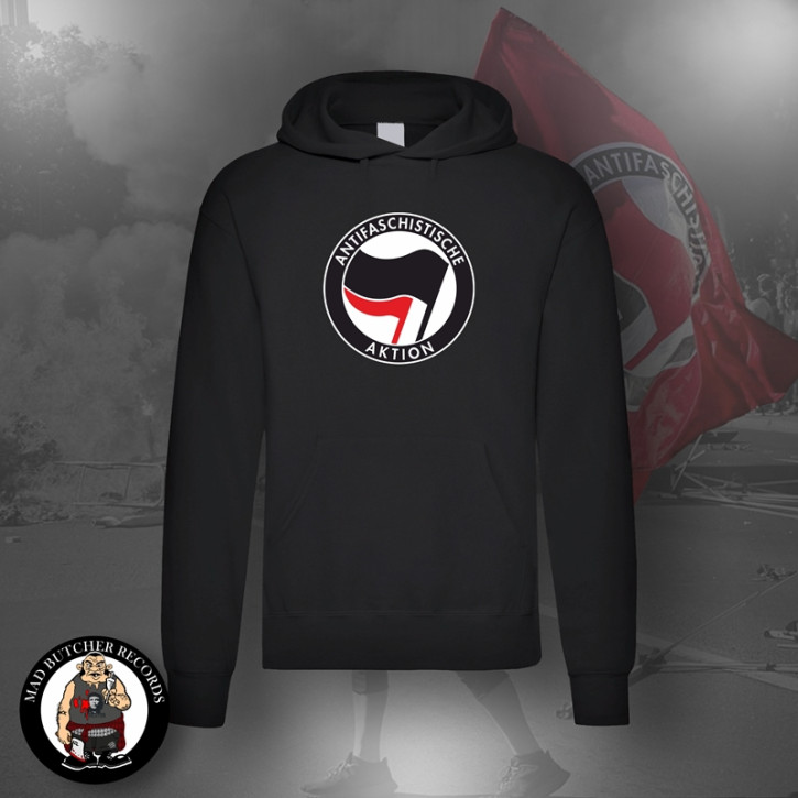 ANTIFASCHISTISCHE AKTION HOOD BLACK/RED Black / XL