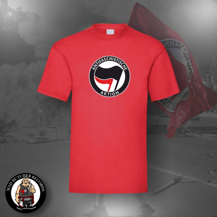 ANTIFASCHISTISCHE AKTION SCHWARZ/ROT T-SHIRT L / ROT