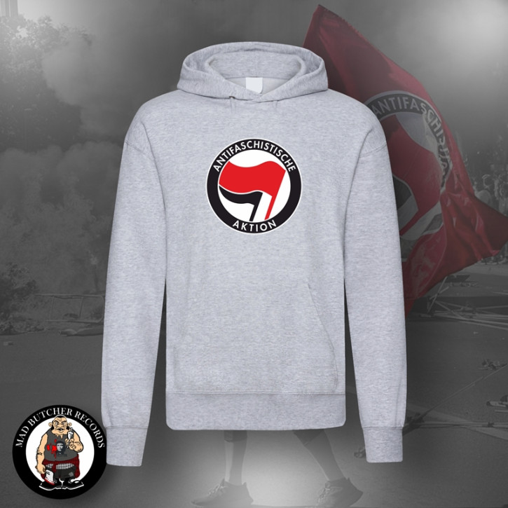 ANTIFASCHISTISCHE AKTION HOOD RED/BLACK XL / grey