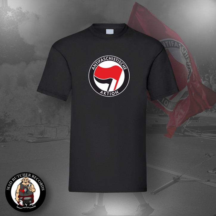 ANTIFASCHISTISCHE AKTION ROT/SCHWARZ T-SHIRT SCHWARZ / S