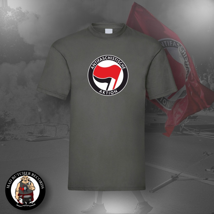 ANTIFASCHISTISCHE AKTION ROT/SCHWARZ T-SHIRT 4XL / DUNKELGRAU