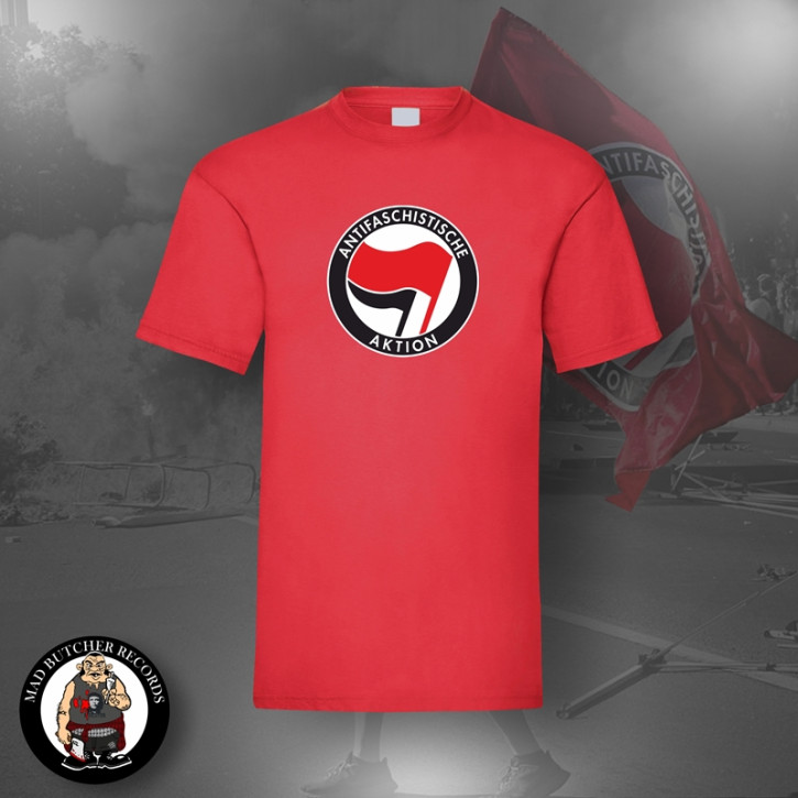 ANTIFASCHISTISCHE AKTION ROT/SCHWARZ T-SHIRT L / ROT