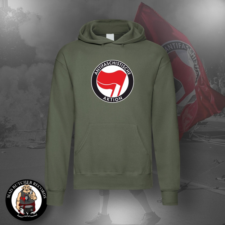 ANTIFASCHISTISCHE AKTION HOOD RED/RED XL / OLIVE