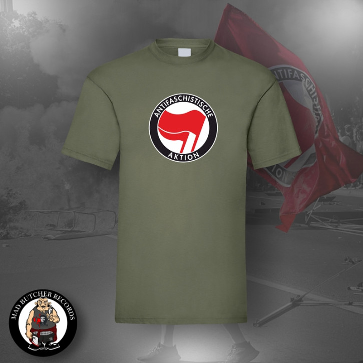 ANTIFASCHISTISCHE AKTION RED/RED T-SHIRT 3XL / OLIVE