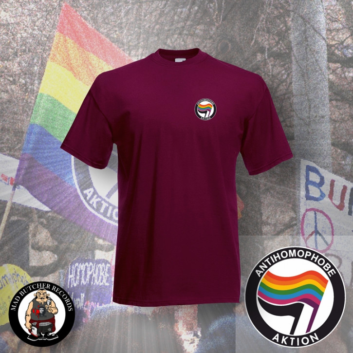 ANTIHOMOPHOBE AKTION T-SHIRT M / BORDEAUX RED