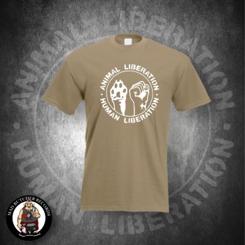 ANIMAL LIBERATION HUMAN LIBERATION T-SHIRT M / BEIGE