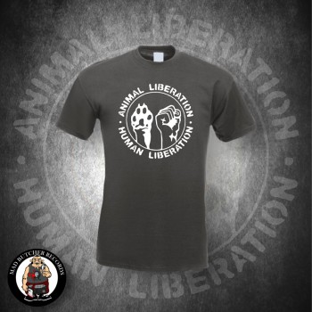 ANIMAL LIBERATION HUMAN LIBERATION T-SHIRT M / DARK GREY