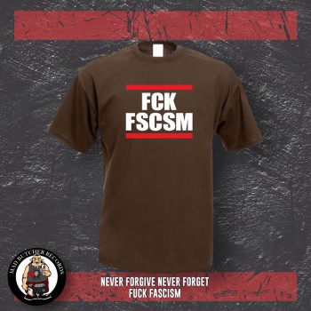 FUCK FASCISM T-SHIRT S / brown