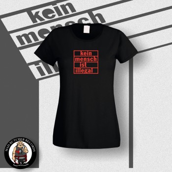 KEIN MENSCH IST ILLEGAL GIRLIE SCHWARZ / L / ROT