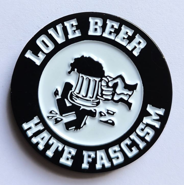 LOVE BEER HATE FASCISM MAGNET