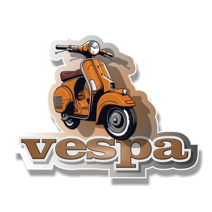 VESPA SHAPE ORANGE PVC STICKER