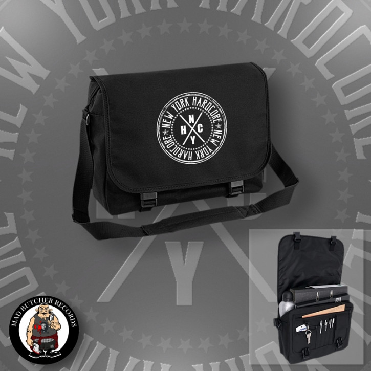 NEW YORK HARDCORE CIRCLE MESSENGER BAG SCHWARZ