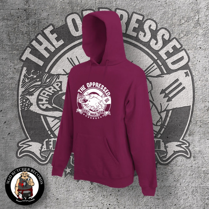 OPPRESSED FIGHT NAZI SCUM HOOD M / BORDEAUX RED