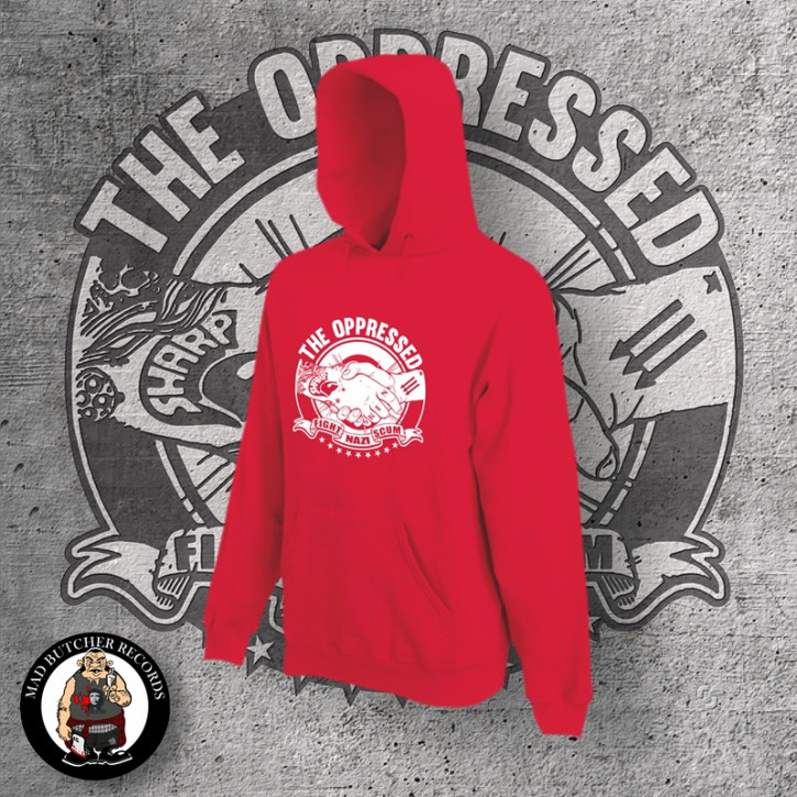 OPPRESSED FIGHT NAZI SCUM HOOD M / red