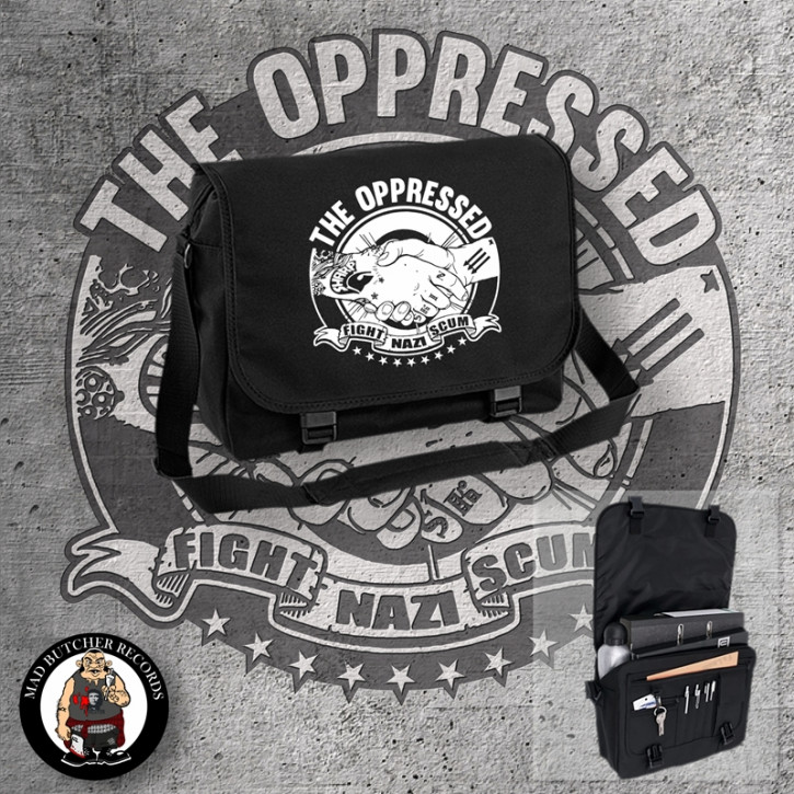OPPRESSED FIGHT NAZI SCUM MESSENGER BAG Black