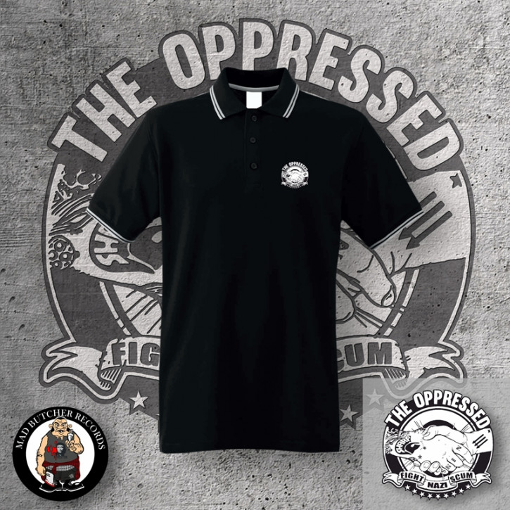 OPPRESSED FIGHT NAZI SCUM POLO SCHWARZ / M