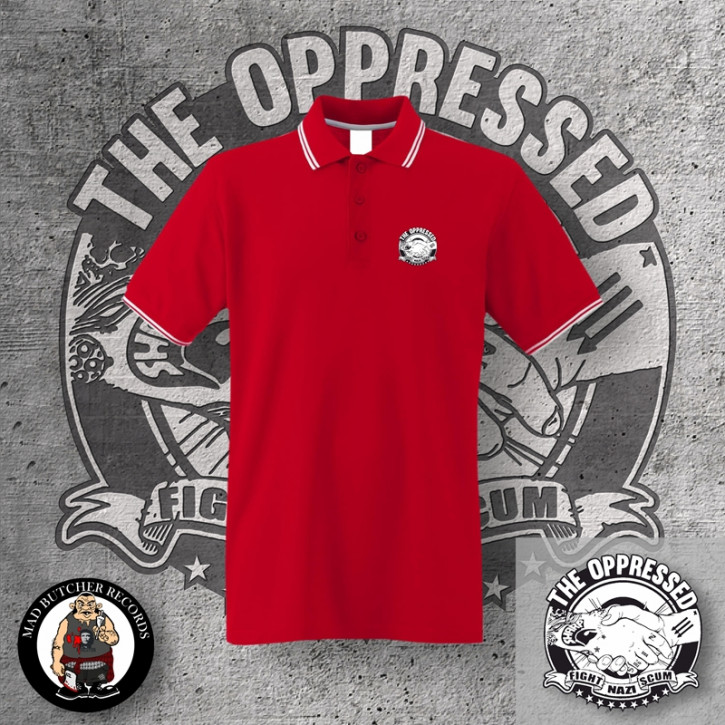 OPPRESSED FIGHT NAZI SCUM POLO S / red
