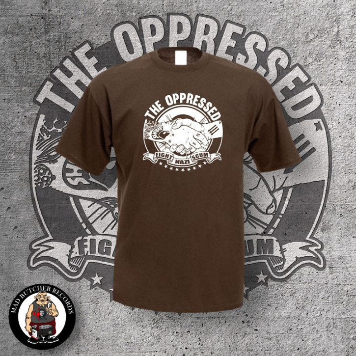 OPPRESSED FIGHT NAZI SCUM T-SHIRT L / brown
