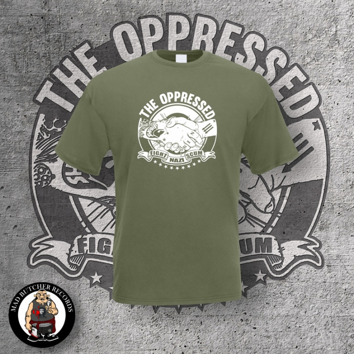 OPPRESSED FIGHT NAZI SCUM T-SHIRT M / OLIVE