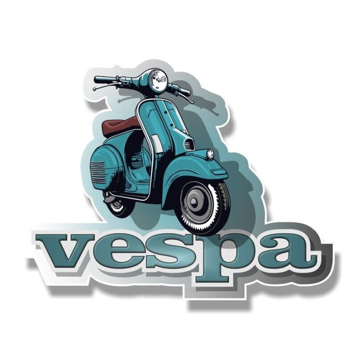 VESPA SHAPE BLUE PVC STICKER