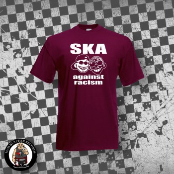 SKA AGAINST RACISM T-SHIRT XL / BORDEAUX ROT