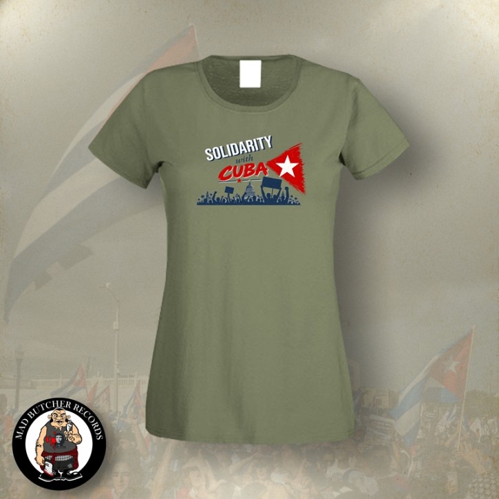 SOLIDARITY WITH CUBA GIRLIE XL / OLIVE