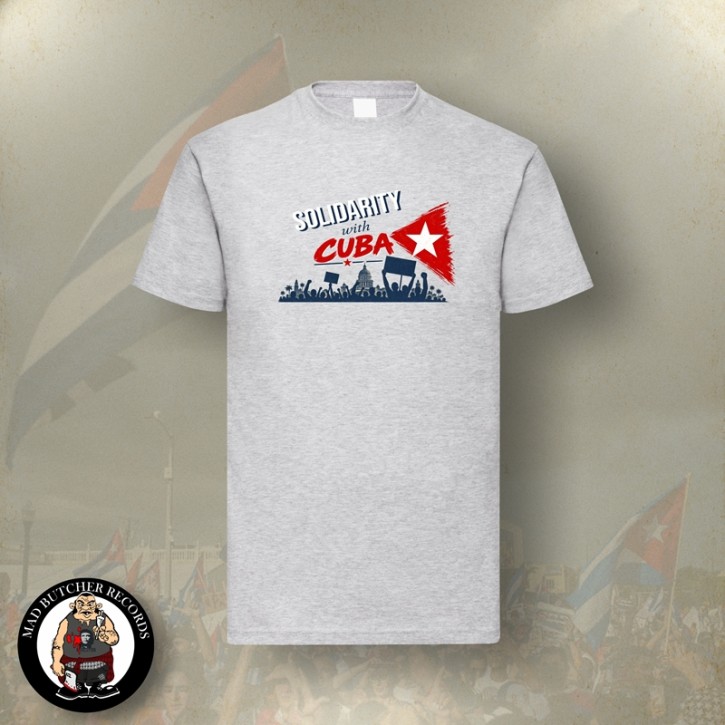 SOLIDARITY WITH CUBA T-SHIRT L / GRAU