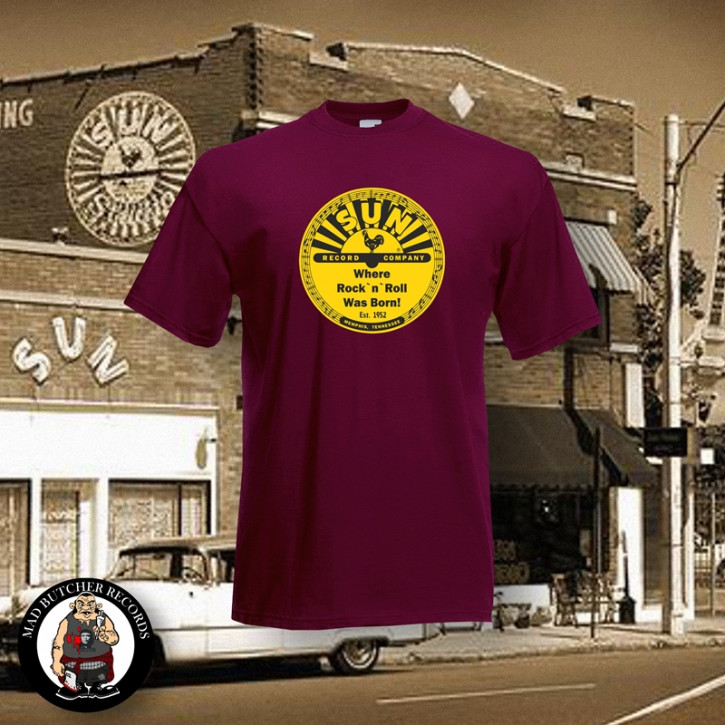 SUN RECORDS LOGO T-SHIRT L / BORDEAUX ROT