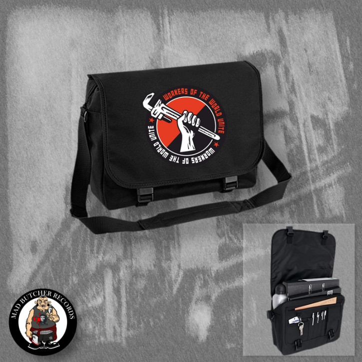 WORKERS OF THE WORLD UNITE MESSENGER BAG Black