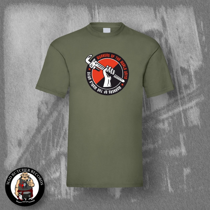 WORKERS OF THE WORLD UNITE T-SHIRT XL / OLIVE